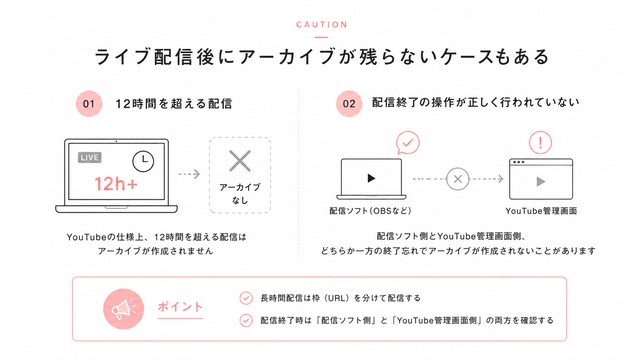 ライブ配信後にアーカイブが残らないケースもある